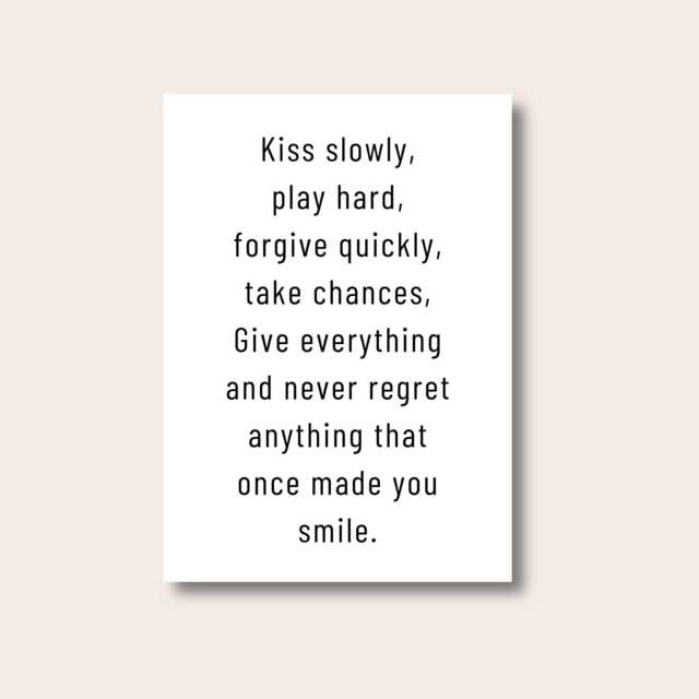 Typography Print, Quote Prints, Motivational Quote, Kiss Slowly Poster, Black & White Art Home Decor Living Room, Bedroom - image 1