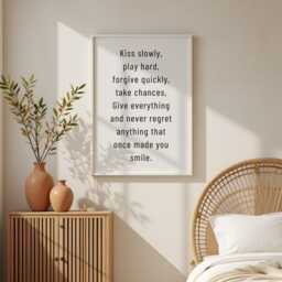 Typography Print, Quote Prints, Motivational Quote, Kiss Slowly Poster, Black & White Art Home Decor Living Room, Bedroom - thumbnail 2