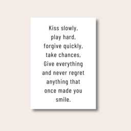 Typography Print, Quote Prints, Motivational Quote, Kiss Slowly Poster, Black & White Art Home Decor Living Room, Bedroom - thumbnail 1