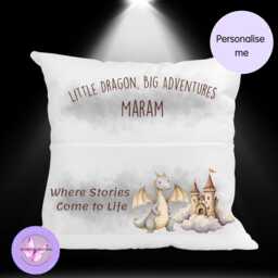 Personalised Dragon Reading Cushion With Pocket, Velvet Book Pillow For Kids, Custom Name Story Time Gift, Children Bedroom Decor - thumbnail 3