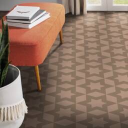 Arabic Astral Symbol Vinyl Flooring, Beige Kitchen Makeover, Brown Flooring Decor, Stars Modern Linoleum in Roll, Area Floor PVC - thumbnail 2