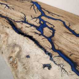 Handmade Live Edge Oak Console Table - Lichtenberg Resin Inlay - thumbnail 2