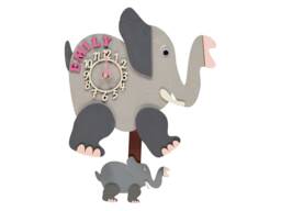 Elephant Personalised Wooden Pendulum Children's Wall Clock - thumbnail 1