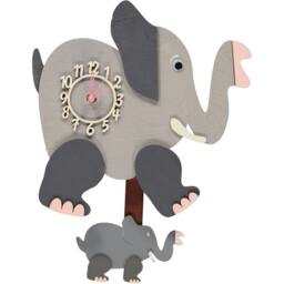 Elephant Personalised Wooden Pendulum Children's Wall Clock - thumbnail 2