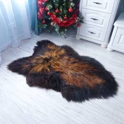 Natural Icelandic Sheepskin Rug, Brown Lambskin Fur Blanket - thumbnail 4