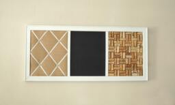 Burlap French Memo Board, Chalkboard & Wine Corkboard Large Kitchen Wall Organizer - thumbnail 1