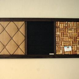 Burlap French Memo Board, Chalkboard & Wine Corkboard Large Kitchen Wall Organizer - thumbnail 4