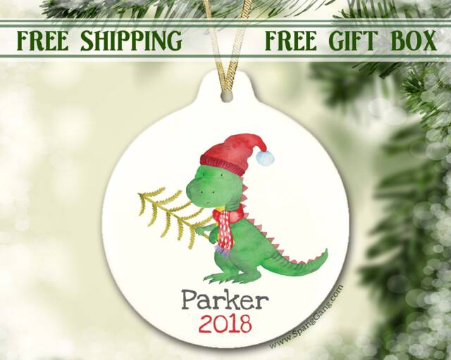 Kids's Christmas Ornament - Girl Dino Personalized Dinosaur T-Rex Gift - image 1