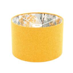 Birch Tree Yellow Lampshade For Table Lamp Ceiling Handmade in UK Mustard Shade Fabric Round Drum Forest Woodland Linen Light Silver - thumbnail 2