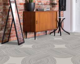 Boho Minimalist Lines Vinyl Flooring, Cream Retro Floor Art, Black Custom Bedroom Inspirations, Aesthetic Room Decor, Art - thumbnail 1