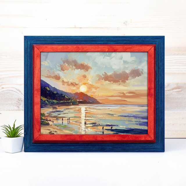 Handmade Blue & Red Wood Picture Frame Rustic Baltic Birch Photo Frame - image 1