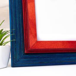 Handmade Blue & Red Wood Picture Frame Rustic Baltic Birch Photo Frame - thumbnail 3
