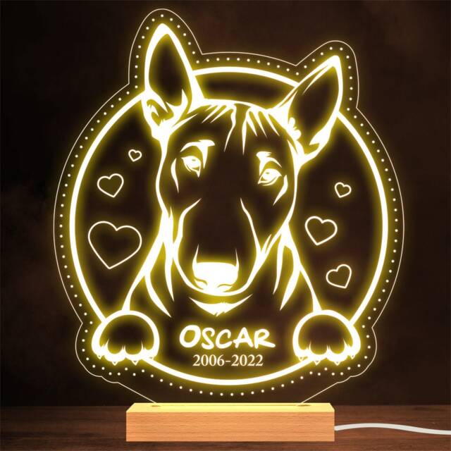 Bull Terrier Dog Memorial Pet Loss Personalised Gift Warm Lamp Night Light - image 1