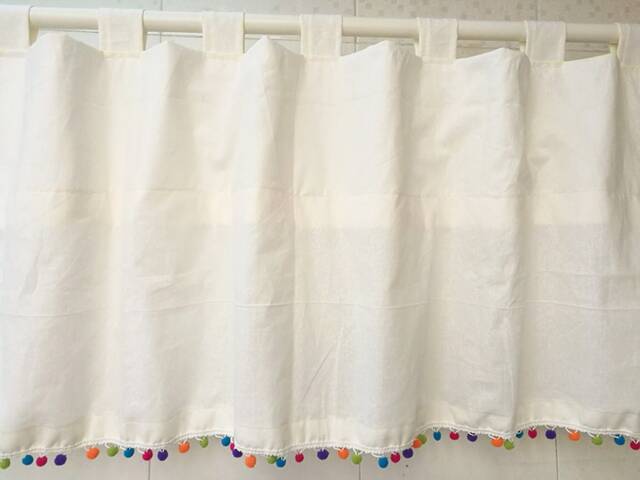 Linen Pom Cafe Curtain Window Valance/Window Treatment/Kitchen/Kids Nursery/Child Playroom/Bedroom Drape/Shower PanelFree Gift - image 1