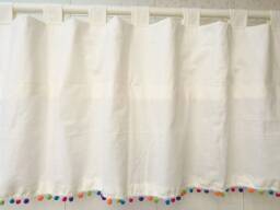 Linen Pom Cafe Curtain Window Valance/Window Treatment/Kitchen/Kids Nursery/Child Playroom/Bedroom Drape/Shower PanelFree Gift - thumbnail 1