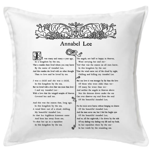 Annabel Lee By Edgar Allan Poe Pillow Cover, Book Pillow Cover - image 1