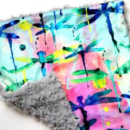 Dream Lovie. Security Blanket. Personalized Lovey. Faux Fur Dragonflies. Mini Baby Minky Shower Gift - thumbnail 3