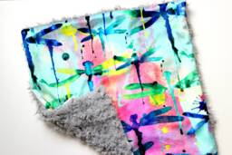 Dream Lovie. Security Blanket. Personalized Lovey. Faux Fur Dragonflies. Mini Baby Minky Shower Gift - thumbnail 1
