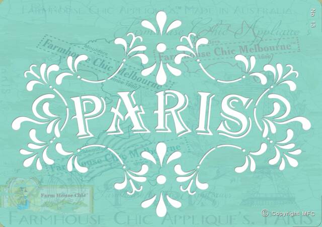 Reusable Stencil, French Vintage Paris Cake Cushion Stencil Francese Stock No 13 - image 1