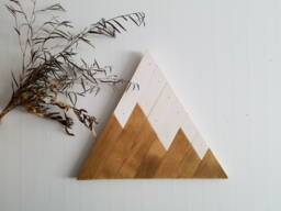 Mountain Wood Wall Art/Wood Wall Decor, Moss Art, Mountain Natural Home Art Geometric, Nature Tribal Decor - thumbnail 1