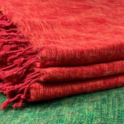 King Size Vermilion Yak Wool Blanket Handmade Nepal Throw Wrap - thumbnail 3