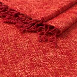 King Size Vermilion Yak Wool Blanket Handmade Nepal Throw Wrap - thumbnail 2