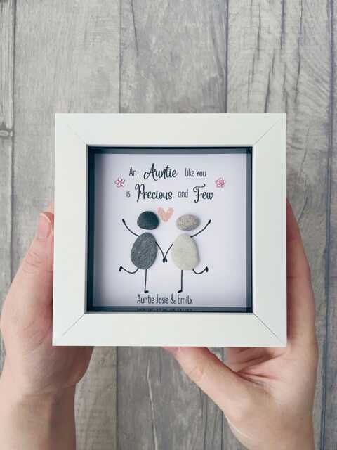 Personalised Auntie Gift, Gifts, Aunt & Niece, Birthday Christmas Gift For Her, Unique Keepsake Present, Pebble Art - image 1