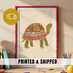 Turtle Nursery Wall Art Animal Illustration Neutral Baby Room Decor Kids Print Toddler Bedroom Playroom - 88 - thumbnail 1