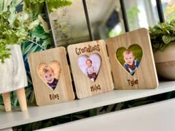 Family Triple Photo Frame - Personalised Heart Shaped Picture For Grandchildren, Grandsons, Granddaughters Nan & Grandad - thumbnail 1