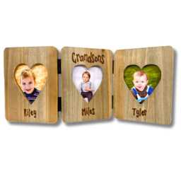 Family Triple Photo Frame - Personalised Heart Shaped Picture For Grandchildren, Grandsons, Granddaughters Nan & Grandad - thumbnail 2