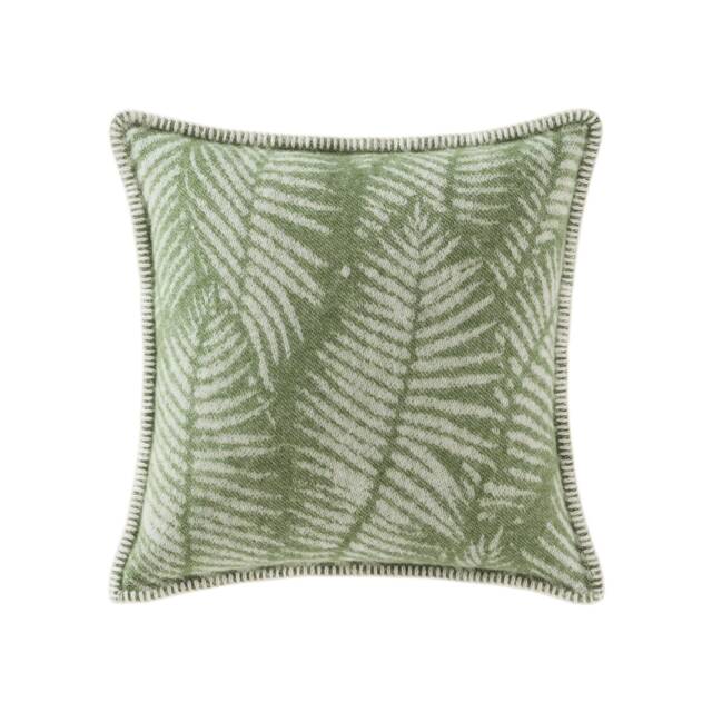 Green Fern Cushion Cover - Pure Wool Reversible Pillowcase 45 X 45cm/ 18 18 - image 1