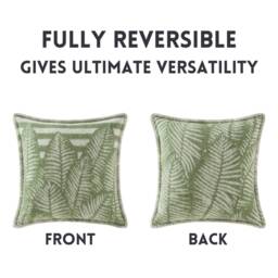 Green Fern Cushion Cover - Pure Wool Reversible Pillowcase 45 X 45cm/ 18 18 - thumbnail 3