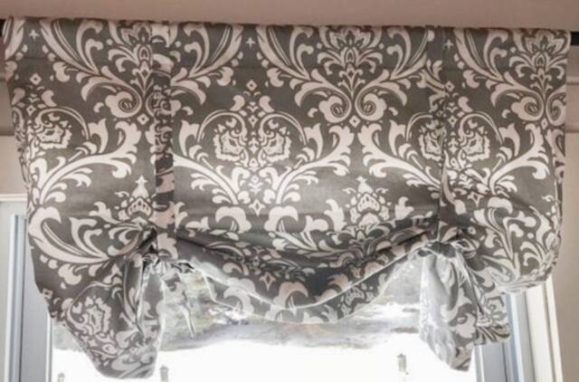 Damask Tie-Up Shade Designer Valance, Farmhouse Decor - image 1