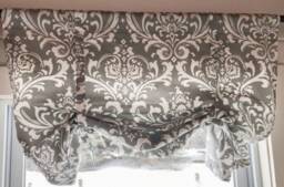 Damask Tie-Up Shade Designer Valance, Farmhouse Decor - thumbnail 1