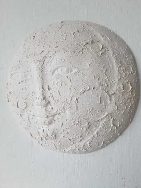 Ceramic Moon Sculpture, Nursery Wall Art, Minimalist Lunar Decor, 10 Inch - image 1