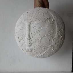 Ceramic Moon Sculpture, Nursery Wall Art, Minimalist Lunar Decor, 10 Inch - thumbnail 2