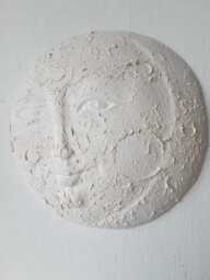 Ceramic Moon Sculpture, Nursery Wall Art, Minimalist Lunar Decor, 10 Inch - thumbnail 1