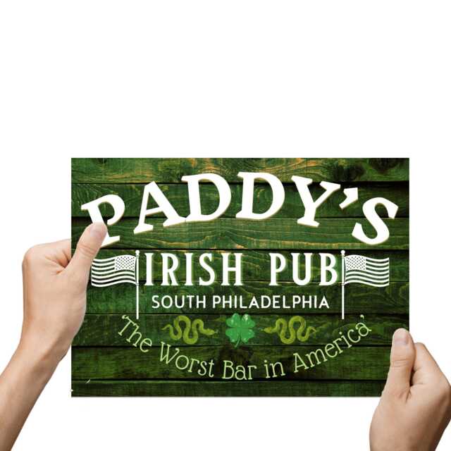 Paddys Pub Bar Sign Design A4 Print, High Quality Wall Art, Home Always Sunny in Philadelphia Poster - image 1