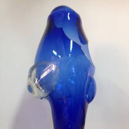 Blue Glass Abstract Sculpture, Human Face, Modern Art - thumbnail 4