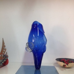 Blue Glass Abstract Sculpture, Human Face, Modern Art - thumbnail 3