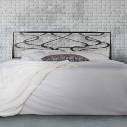 Handmade Wrought Iron Headboard - Aegean Minimalist Metal Bedroom Decor - thumbnail 1