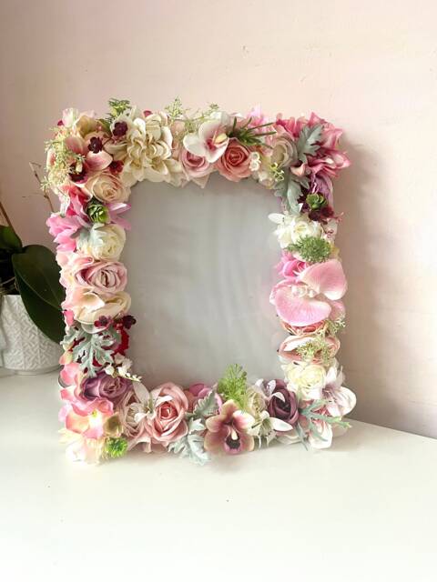 Floral Photo Frame Custom Wedding Picture Frame, Silk Flower Decor - image 1