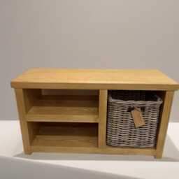 Handmade Shoe Bench With Wicker Basket - thumbnail 4