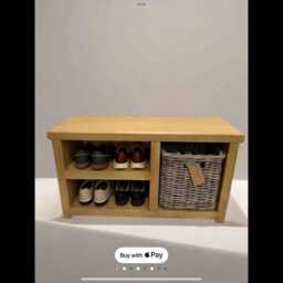 Handmade Shoe Bench With Wicker Basket - thumbnail 3