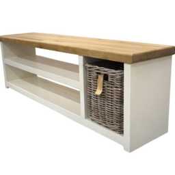 Handmade Shoe Bench With Wicker Basket - thumbnail 2