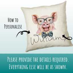 Personalised Hipster Pig Cushion Gift Printed Name Design - Throw Pillow For Mum Friend Bedroom Birthday Christmas Cs144 - thumbnail 3