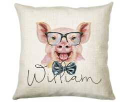 Personalised Hipster Pig Cushion Gift Printed Name Design - Throw Pillow For Mum Friend Bedroom Birthday Christmas Cs144 - thumbnail 1