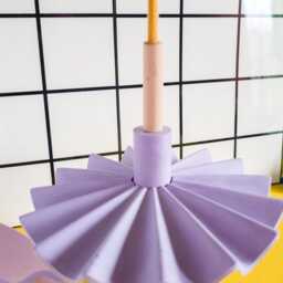 Handmade Jesmonite Lamp Lilac Wavy Lighting With Ochre Textile Cord - thumbnail 4