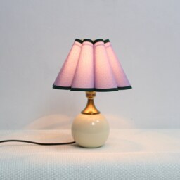 Handmade Scallop Purple Fabric Table Lamp Ceramic Base - thumbnail 4