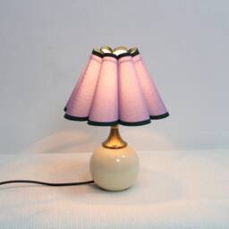 Handmade Scallop Purple Fabric Table Lamp Ceramic Base